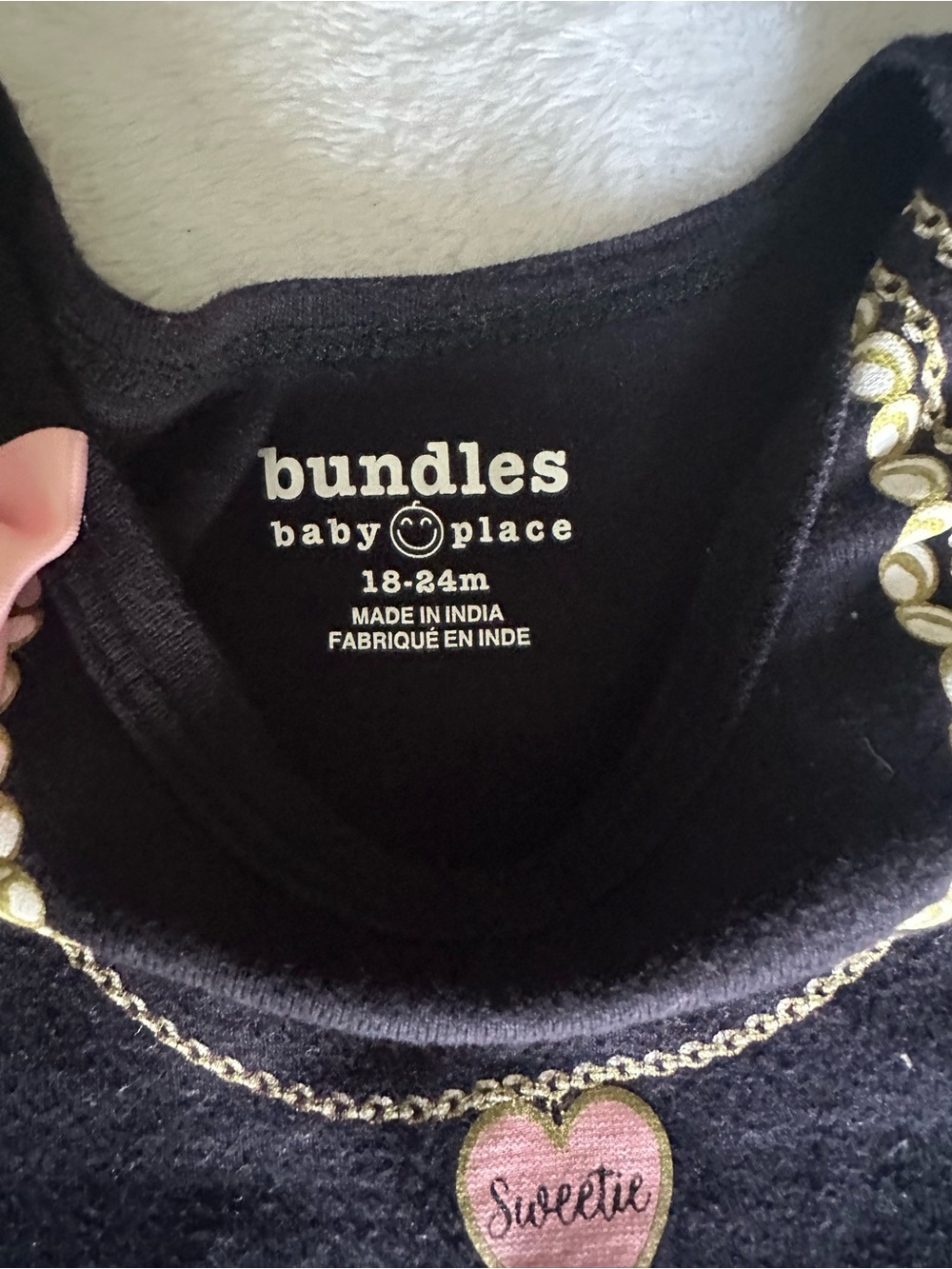 bundles Baby Place Black Sweetie Heart One-Piece Bodysuit